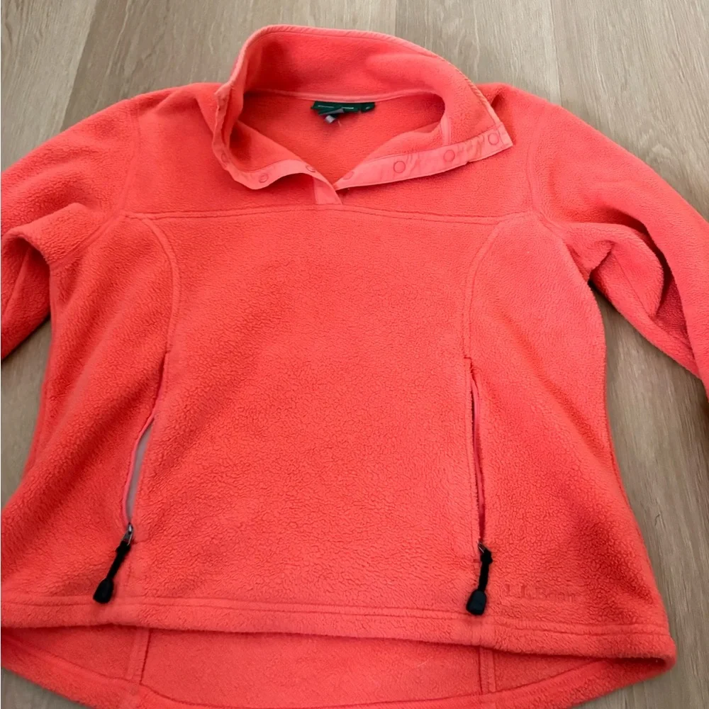 L.L. Bean Vibrant Coral Fleece Jacket - Picture 1 of 4